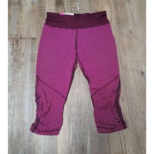 Lululemon Run For Your Life Crop Hyper Stripe Raspberry Glo Light Plum Pow Small